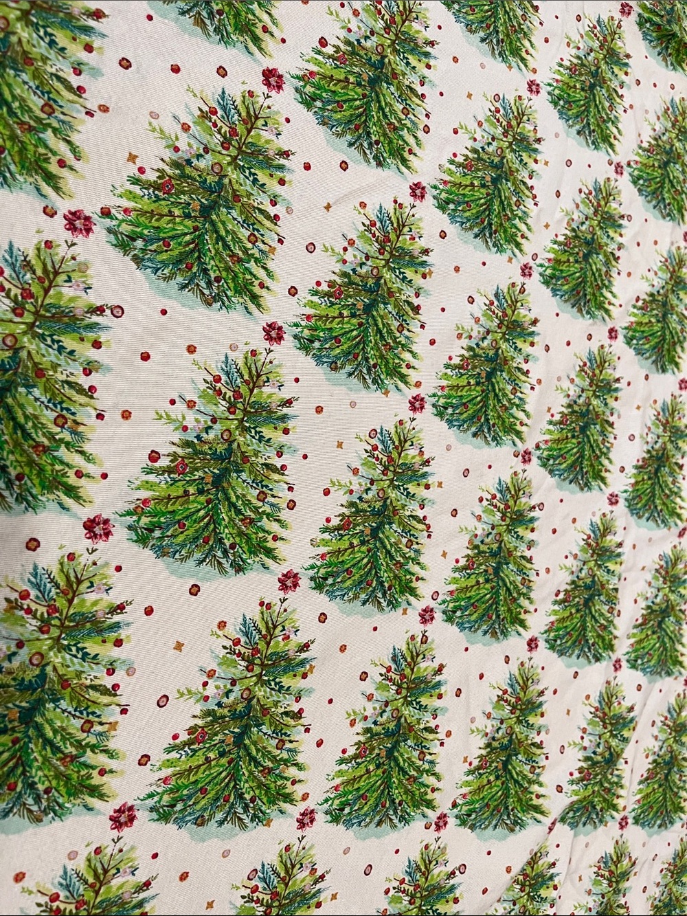 Pioneer Woman Vtg Style Christmas Tree Print 70” Round Tablecloth Soft Print